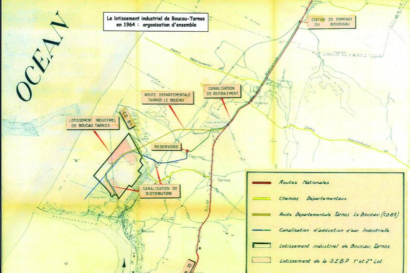 Plan d'ensemble du lotissement industriel de Boucau-Tarnos. 1964, Ville de Tarnos 